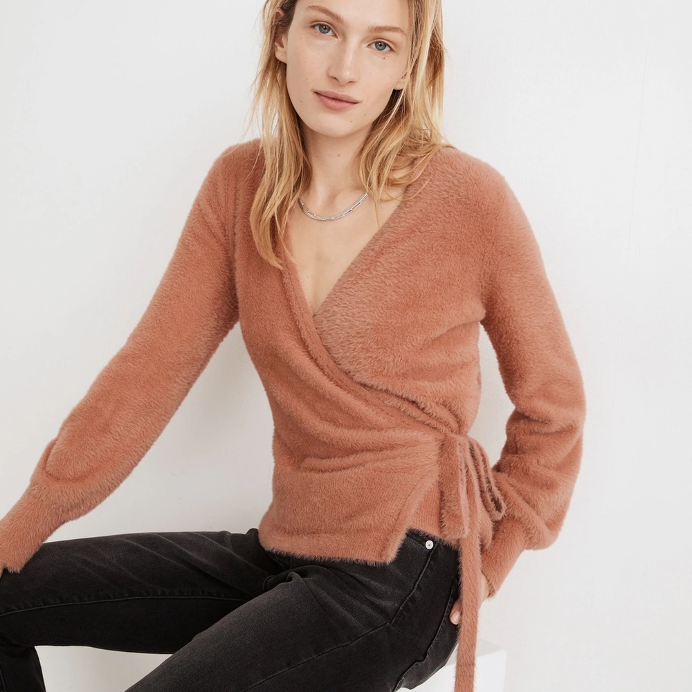 Madewell Balloon Sleeve Wrap Sweater